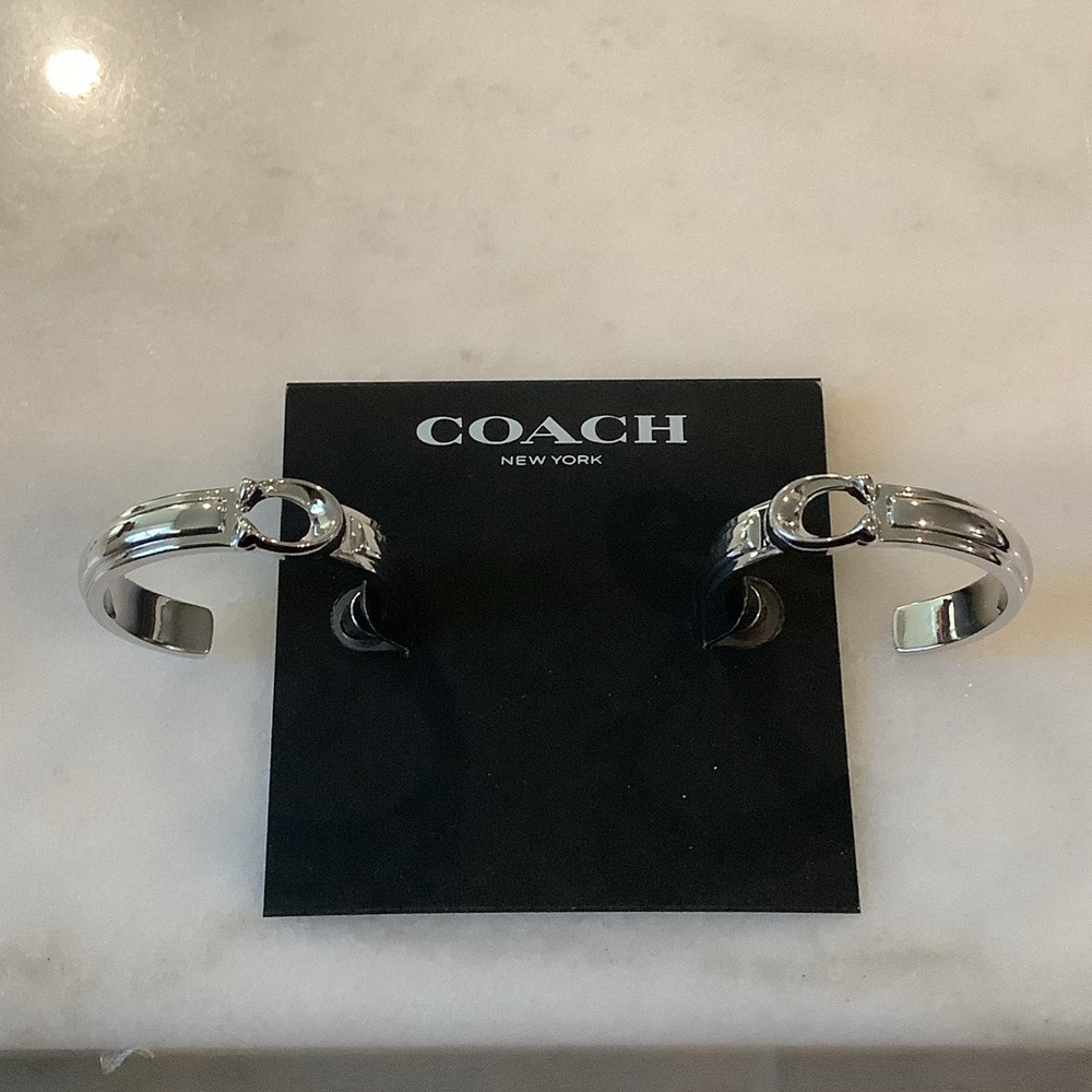 Coach Silver Logo Cuff Earrings
